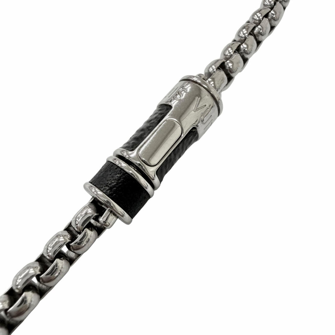 Great LOUIS VUITTON Necklace Collier Chain Silver Monogram Eclipse mens M62588