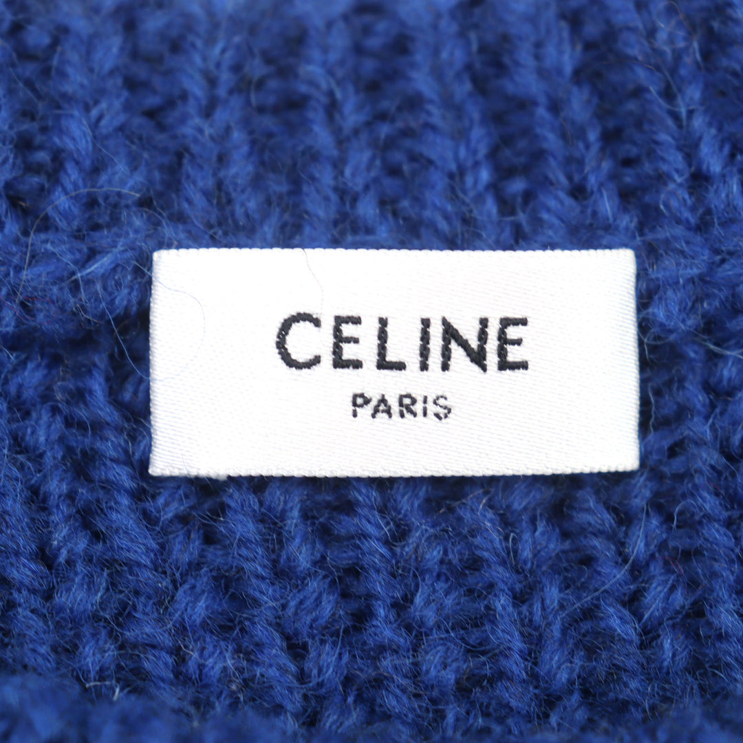 CELINE ニット ロゴ刺繍 フェアアイル クルーネック ウール メンズ XL 2AA80628S 美品