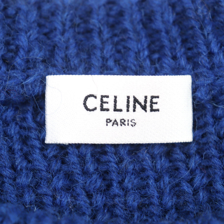 CELINE ニット ロゴ刺繍 フェアアイル クルーネック ウール メンズ XL 2AA80628S 美品