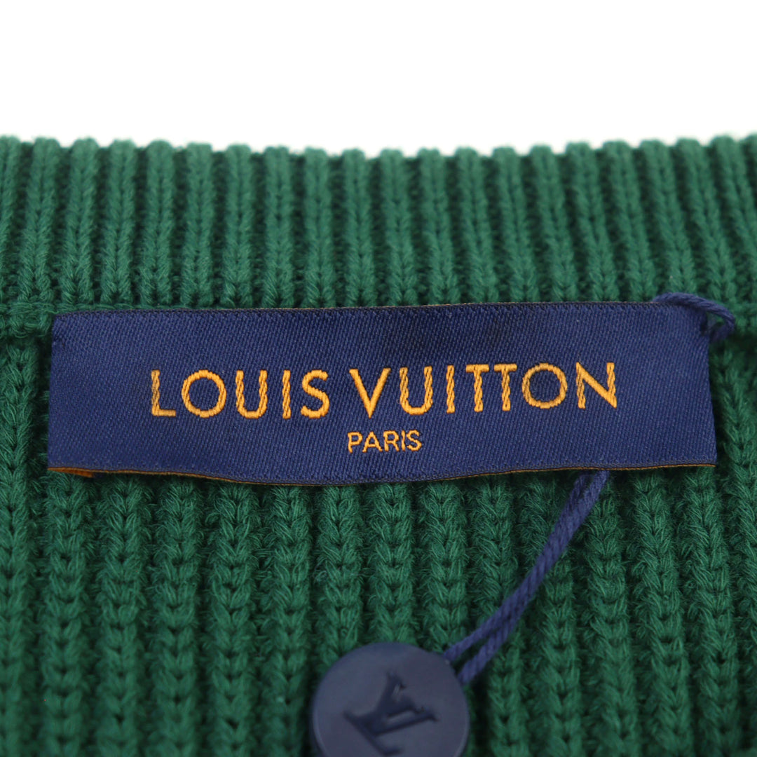 新品 LOUIS VUITTON ニット ロゴ刺繍 ラスタカラー クルーネック メンズ L HKN67W