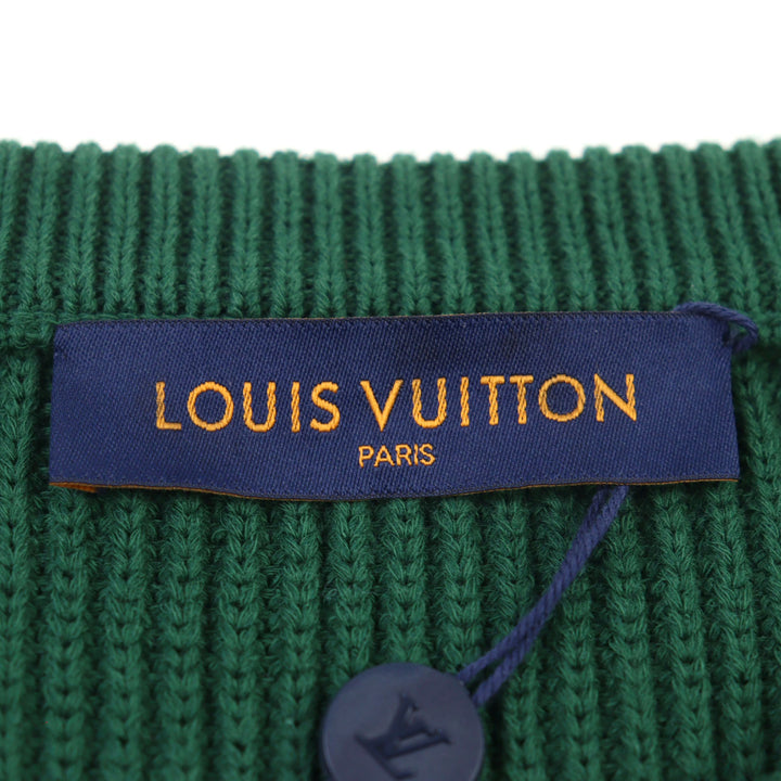 新品 LOUIS VUITTON ニット ロゴ刺繍 ラスタカラー クルーネック メンズ L HKN67W