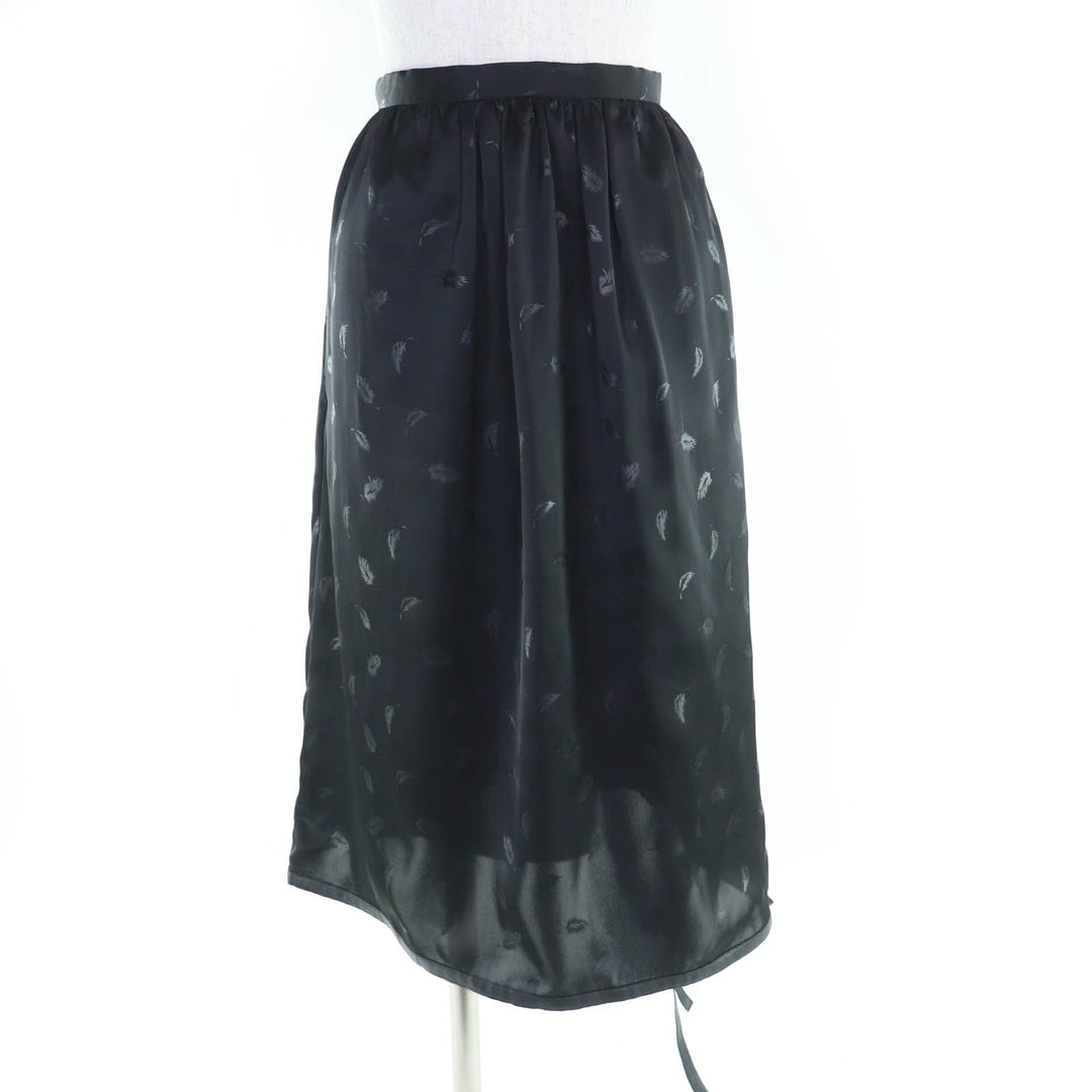 Great noir kei ninomiya COMME des GARCONS skirt Feather print hem ribbon black S