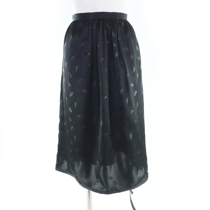 Great noir kei ninomiya COMME des GARCONS skirt Feather print hem ribbon black S