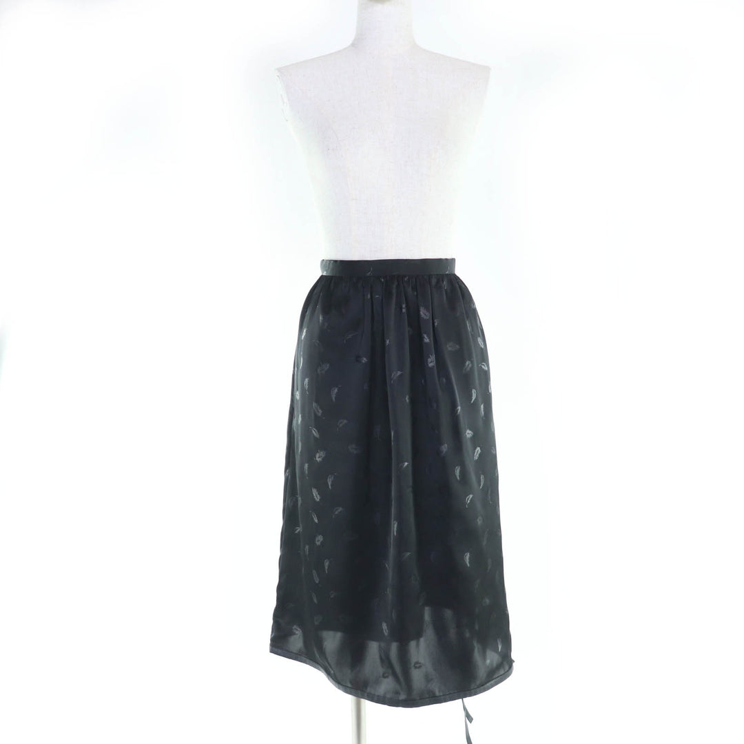 Great noir kei ninomiya COMME des GARCONS skirt Feather print hem ribbon black S
