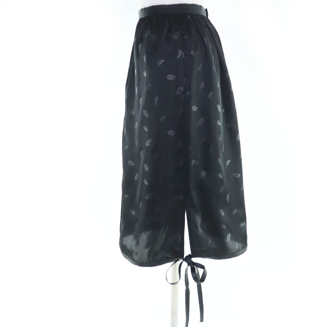 Great noir kei ninomiya COMME des GARCONS skirt Feather print hem ribbon black S