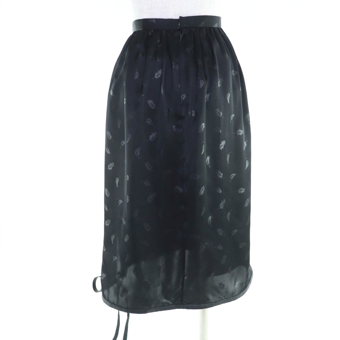 Great noir kei ninomiya COMME des GARCONS skirt Feather print hem ribbon black S