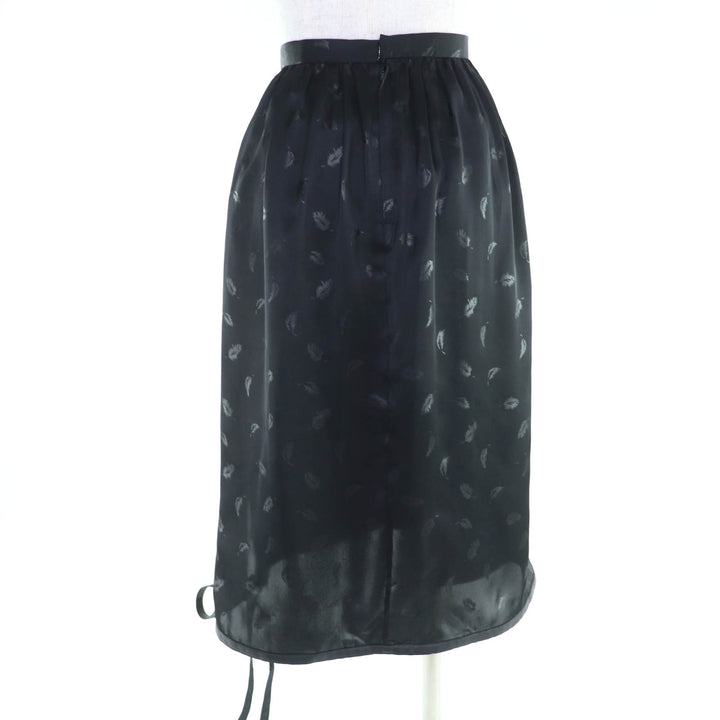 Great noir kei ninomiya COMME des GARCONS skirt Feather print hem ribbon black S