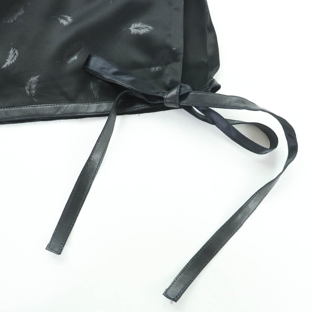 Great noir kei ninomiya COMME des GARCONS skirt Feather print hem ribbon black S