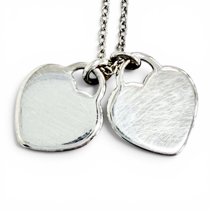 Great TIFFANY&Co. Necklace Mini double heart tag Pendant Silver AG925 Women