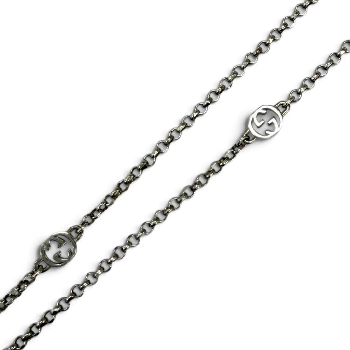 Great GUCCI Necklace Engraved heart charm Silver AG925 Women 678907