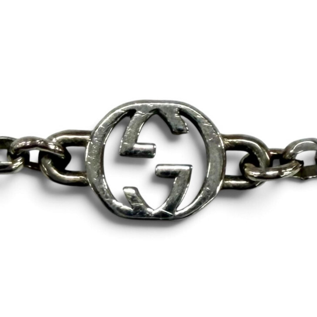 Great GUCCI Necklace Engraved heart charm Silver AG925 Women 678907