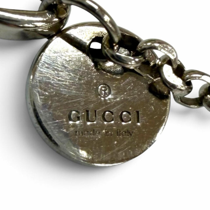 Great GUCCI Necklace Engraved heart charm Silver AG925 Women 678907