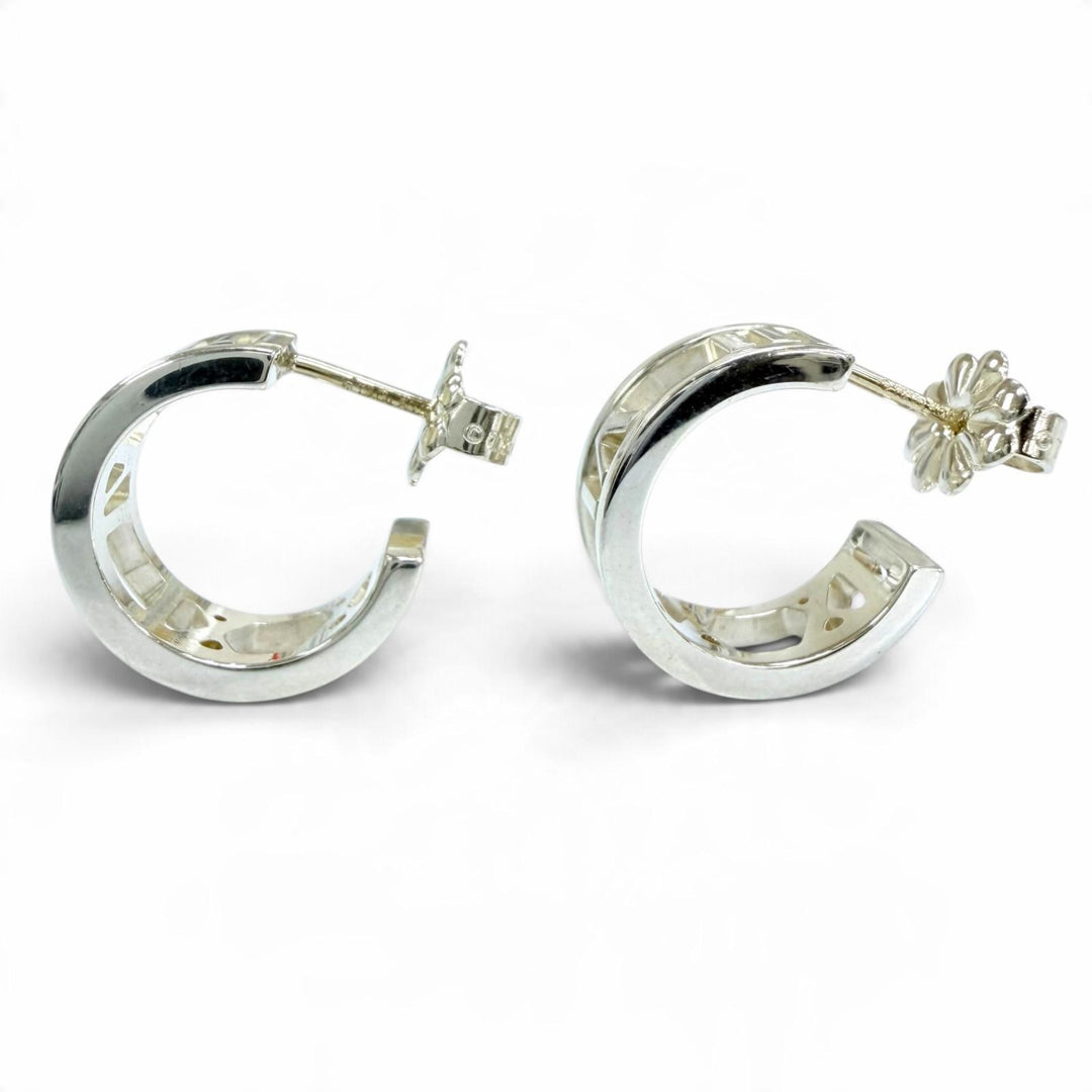 Great TIFFANY&Co. Pierce Open Atlas Hoop Earrings Accessories Silver AG925 Women