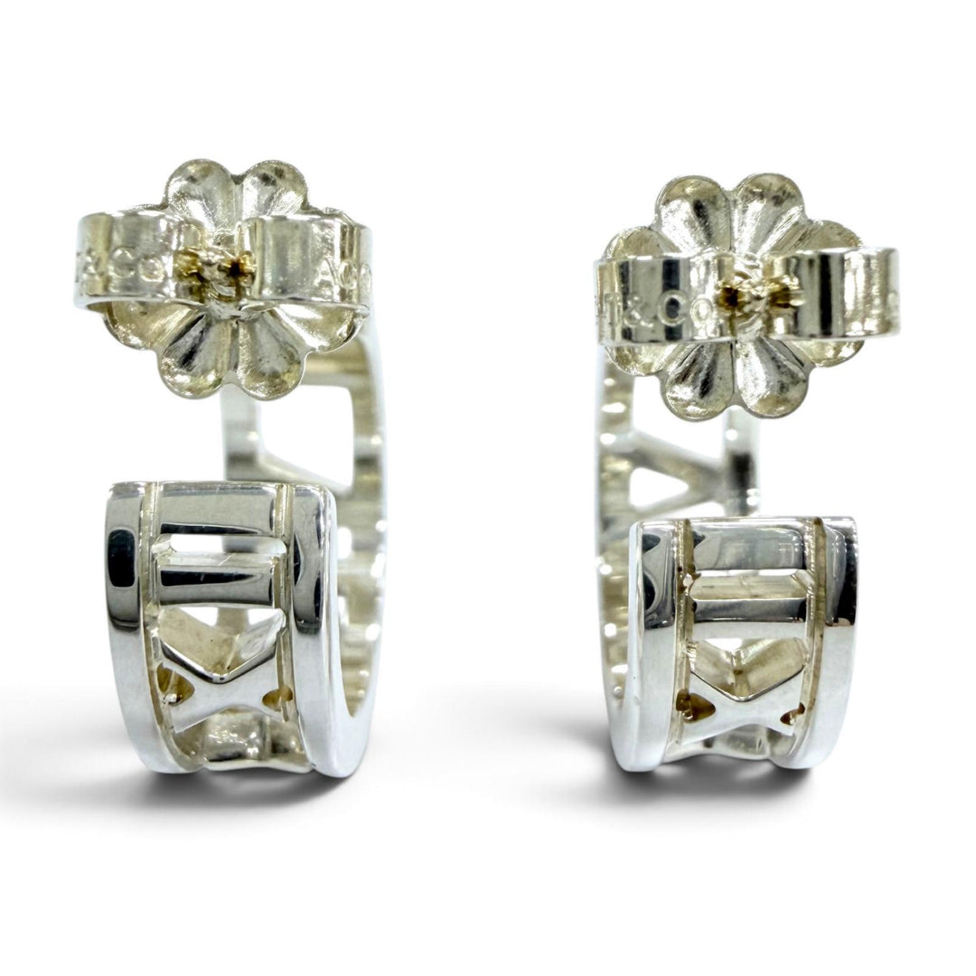 Great TIFFANY&Co. Pierce Open Atlas Hoop Earrings Accessories Silver AG925 Women