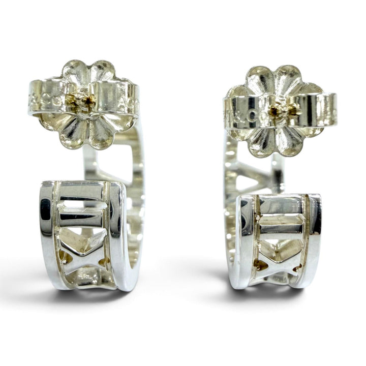 Great TIFFANY&Co. Pierce Open Atlas Hoop Earrings Accessories Silver AG925 Women