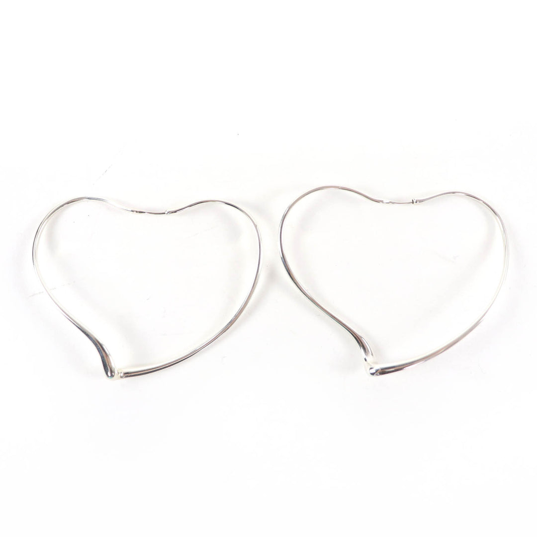 Excellent TIFFANY&Co. Pierce Open Heart Large Pierce Hoop earring Silver AG925