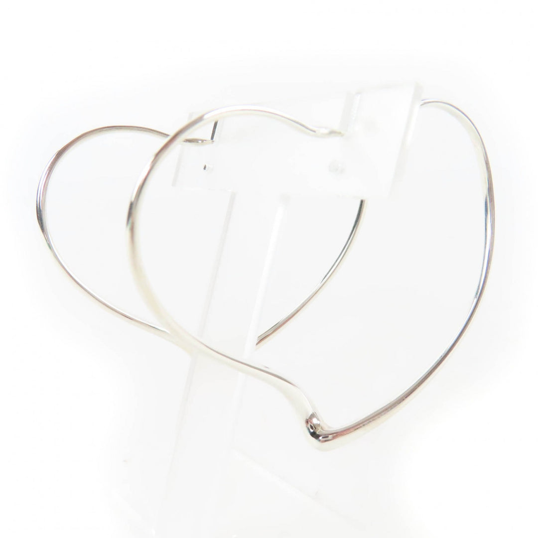 Excellent TIFFANY&Co. Pierce Open Heart Large Pierce Hoop earring Silver AG925
