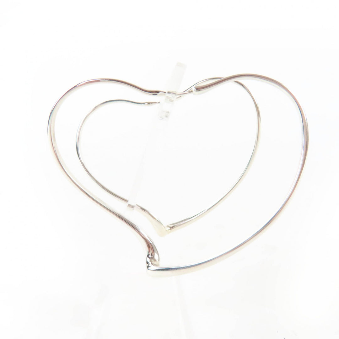 Excellent TIFFANY&Co. Pierce Open Heart Large Pierce Hoop earring Silver AG925