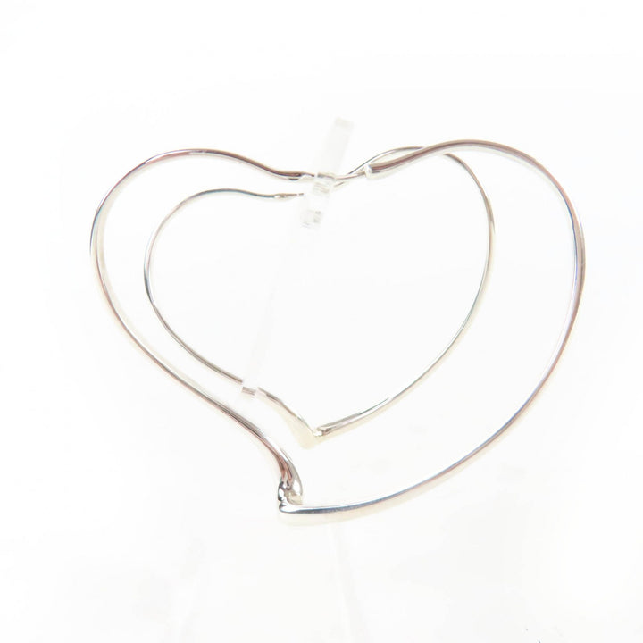 Excellent TIFFANY&Co. Pierce Open Heart Large Pierce Hoop earring Silver AG925