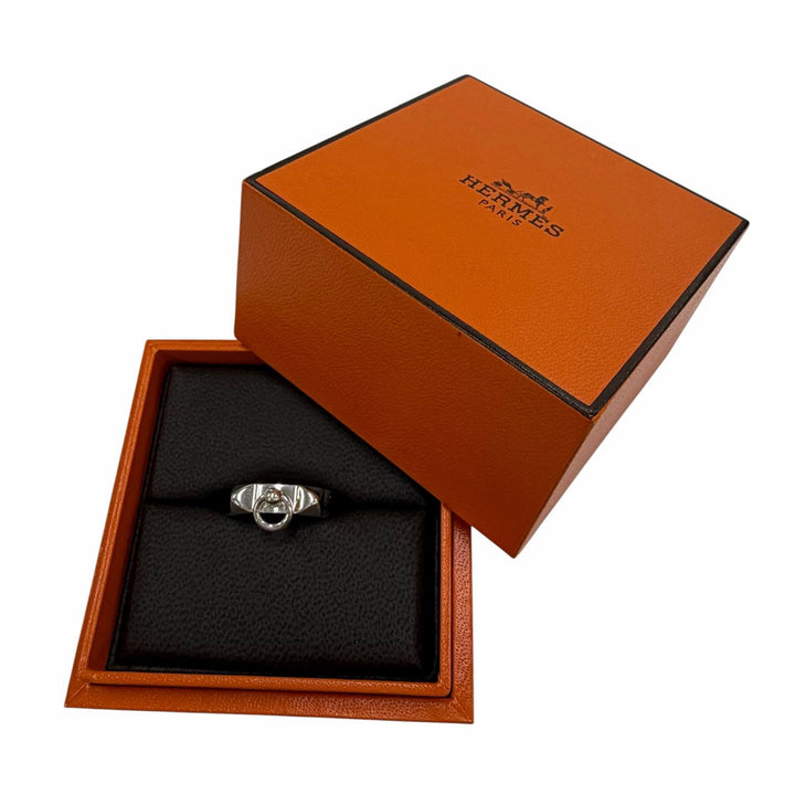 Excellent HERMES Ring Cory Ed Cyan PM Silver AG925 mens 15AK072635