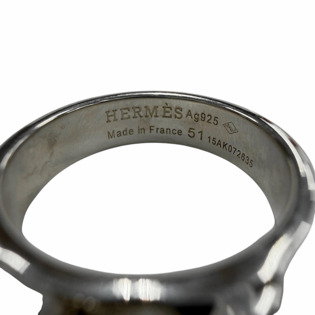Excellent HERMES Ring Cory Ed Cyan PM Silver AG925 mens 15AK072635