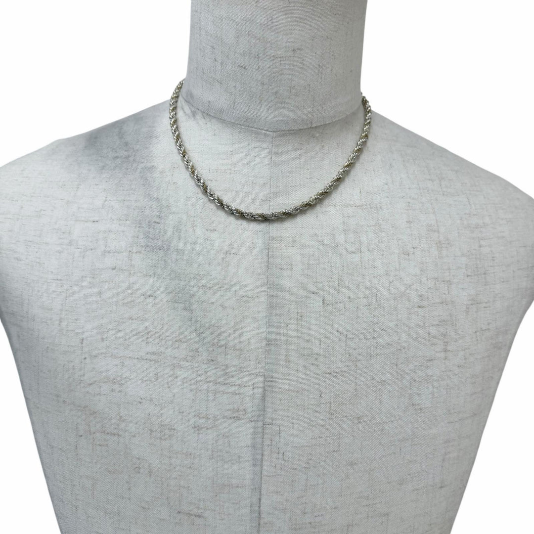 Great TIFFANY&Co. Necklace Twist Chain Screw Combo Silver SV925 mens