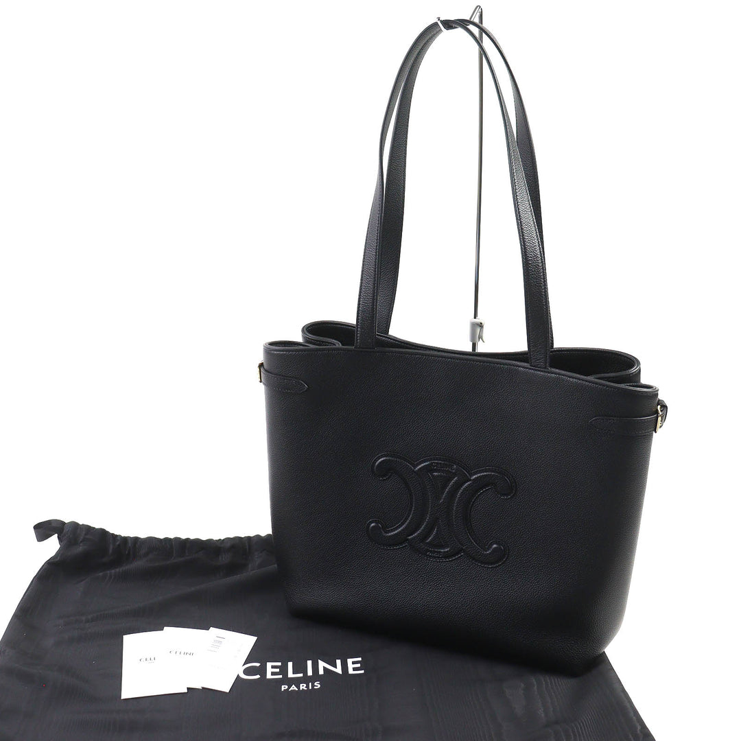 CELINE 河马图案 Anais Triomphe 中号黑色皮革手提包 11685