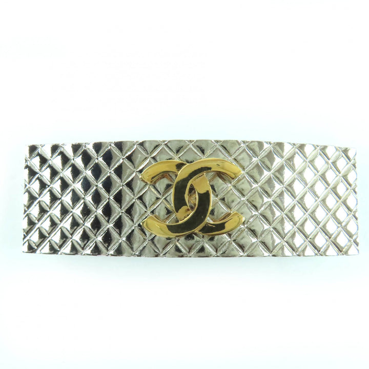 Great CHANEL hair accessory COCO Mark Valletta Silver gold metal Women 98P