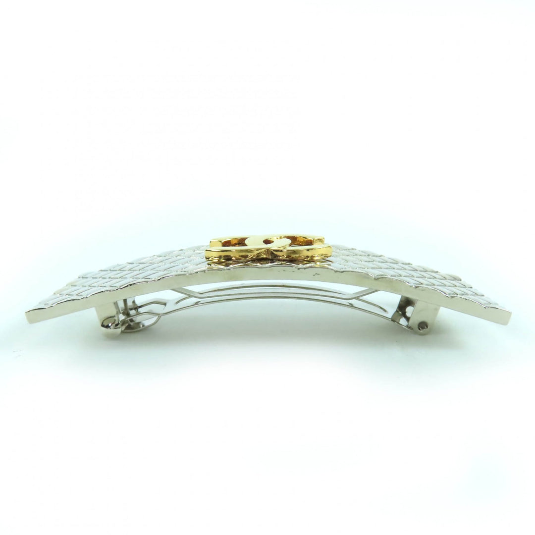 Great CHANEL hair accessory COCO Mark Valletta Silver gold metal Women 98P