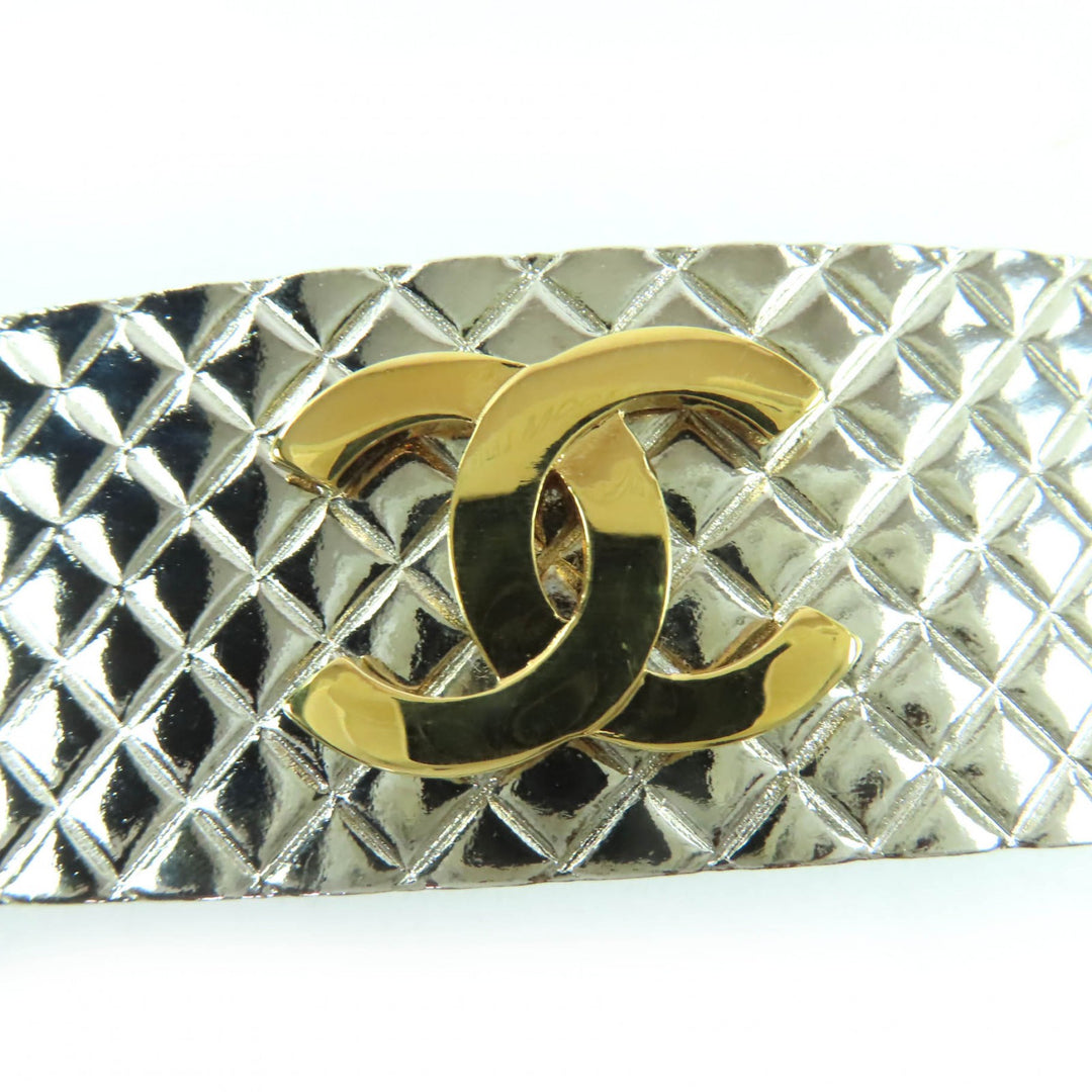Great CHANEL hair accessory COCO Mark Valletta Silver gold metal Women 98P