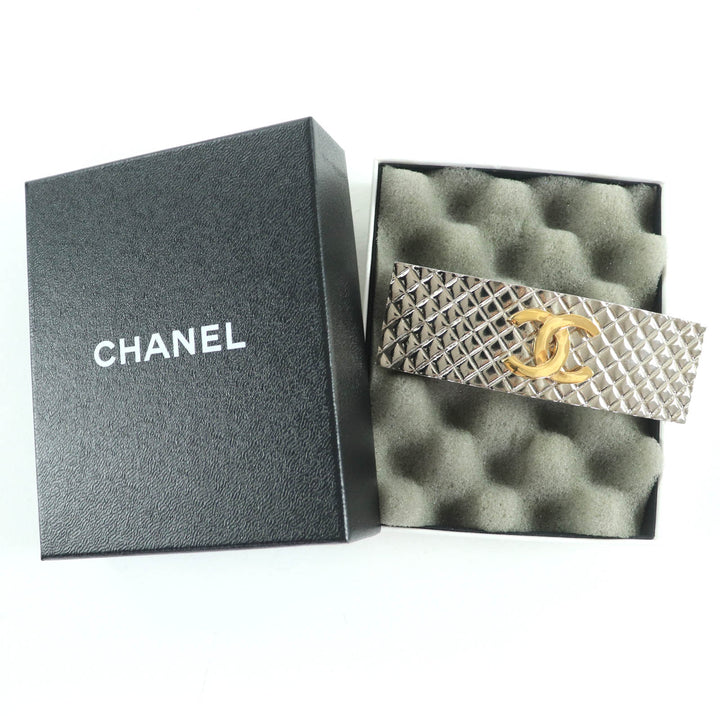 Great CHANEL hair accessory COCO Mark Valletta Silver gold metal Women 98P