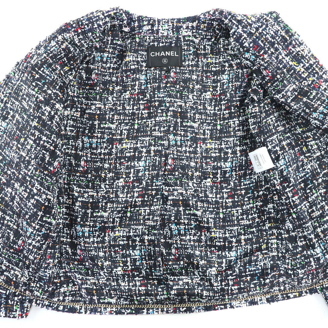 シャネル ノーカラージャケット ココマークボタン ツイード 36 20C P62686 美品