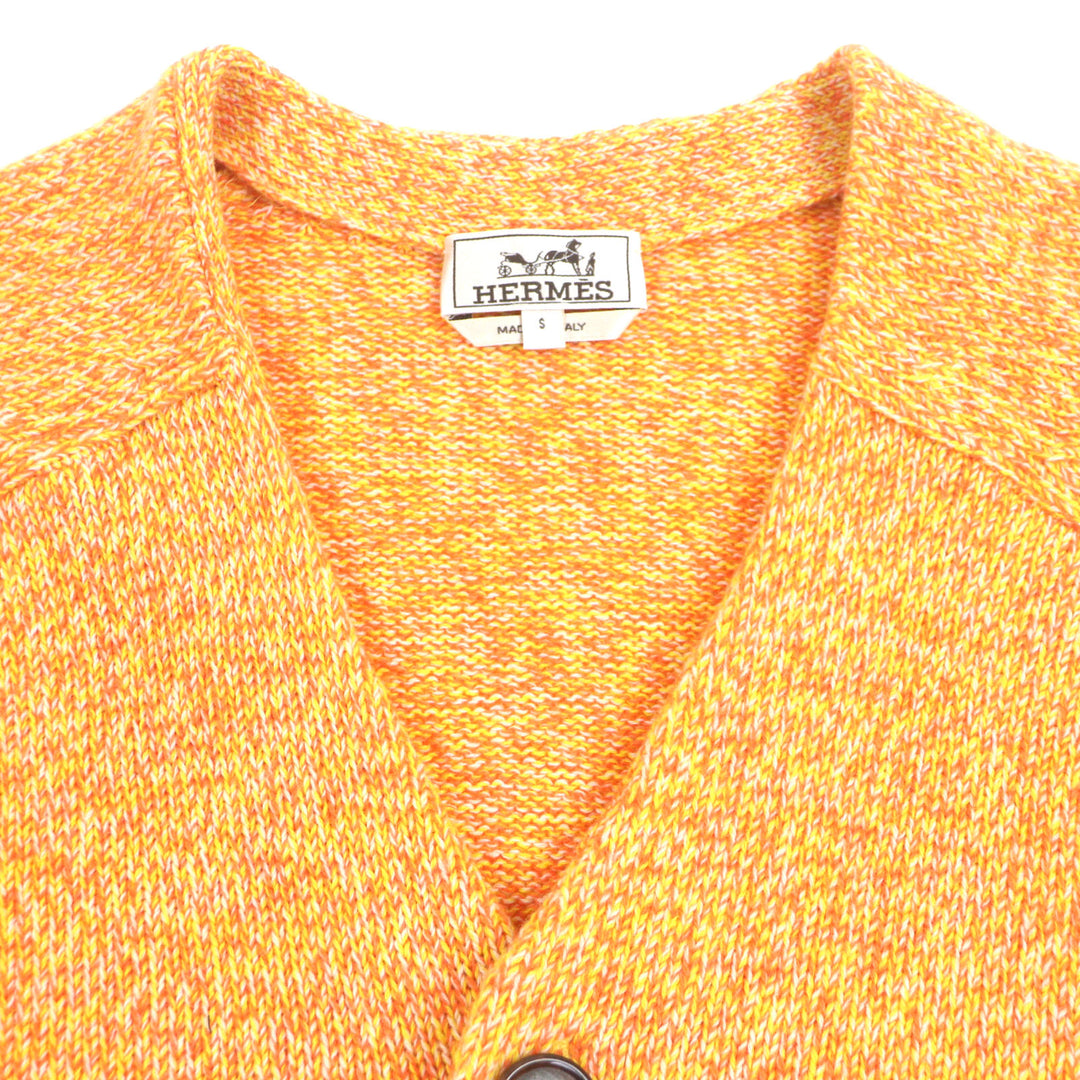 Excellent HERMES cardigan Gradient V-neck knit Orange pink cashmere mens S