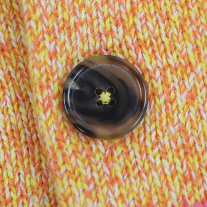 Excellent HERMES cardigan Gradient V-neck knit Orange pink cashmere mens S
