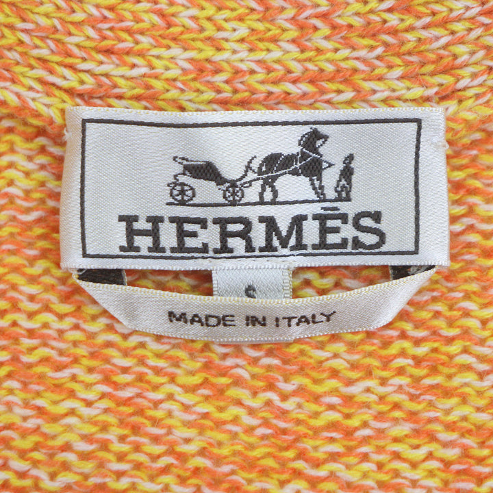 Excellent HERMES cardigan Gradient V-neck knit Orange pink cashmere mens S