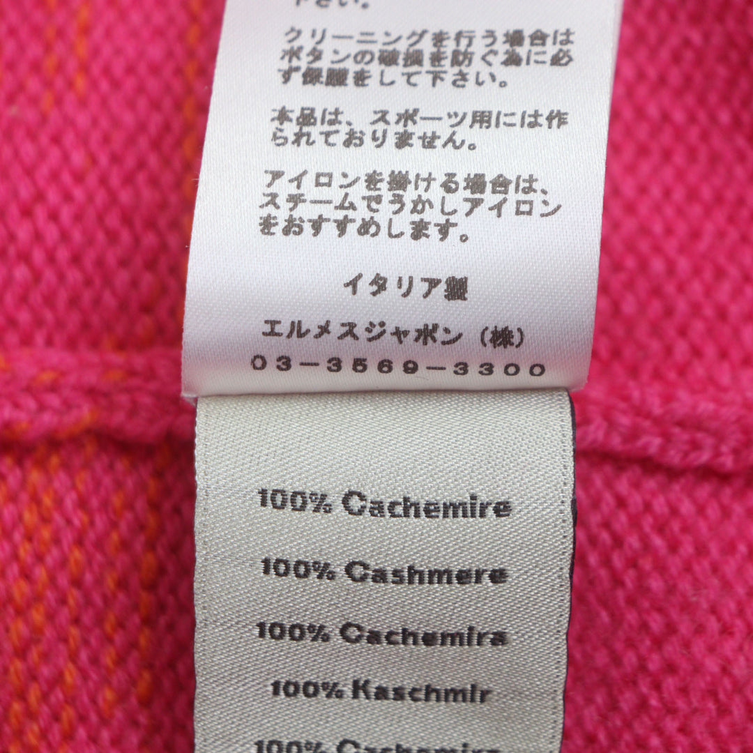 Excellent HERMES cardigan Gradient V-neck knit Orange pink cashmere mens S