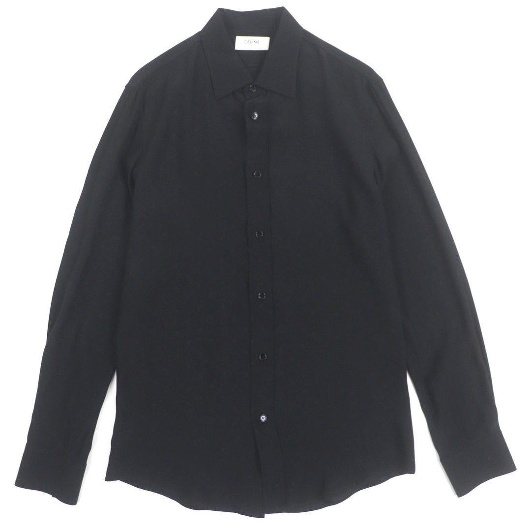Excellent CELINE Long sleeve shirt black silk mens 37 2C15A805V