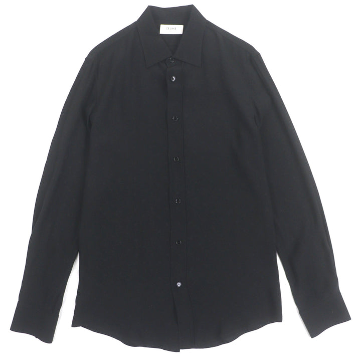 Excellent CELINE Long sleeve shirt black silk mens 37 2C15A805V