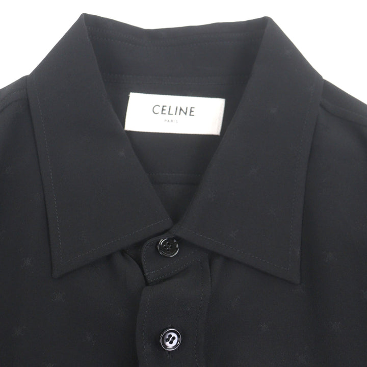 Excellent CELINE Long sleeve shirt black silk mens 37 2C15A805V