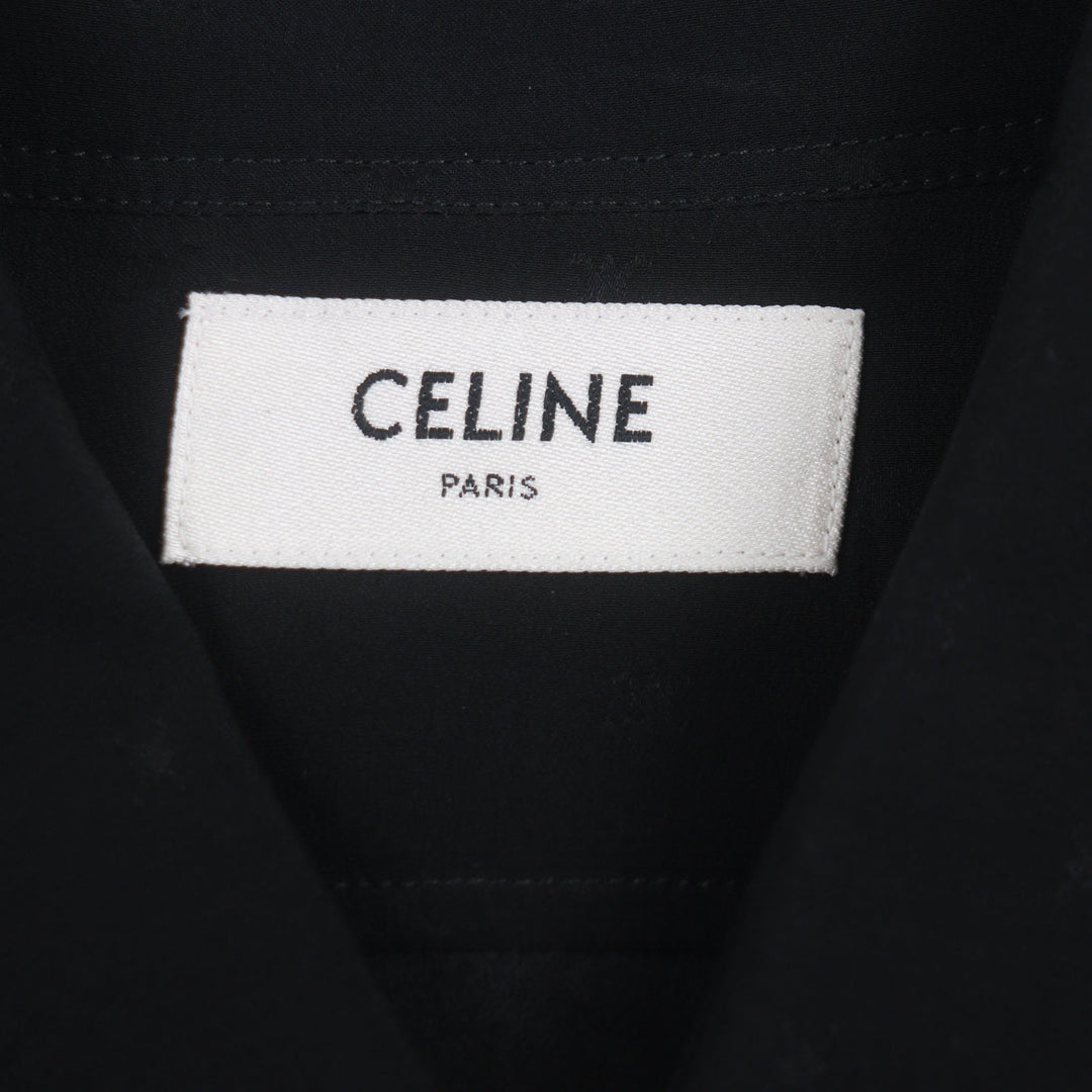 Excellent CELINE Long sleeve shirt black silk mens 37 2C15A805V