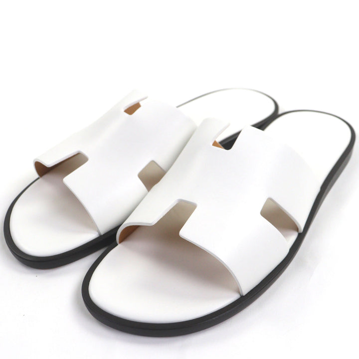 Pristine HERMES Sandals Izmir slide white leather mens 42