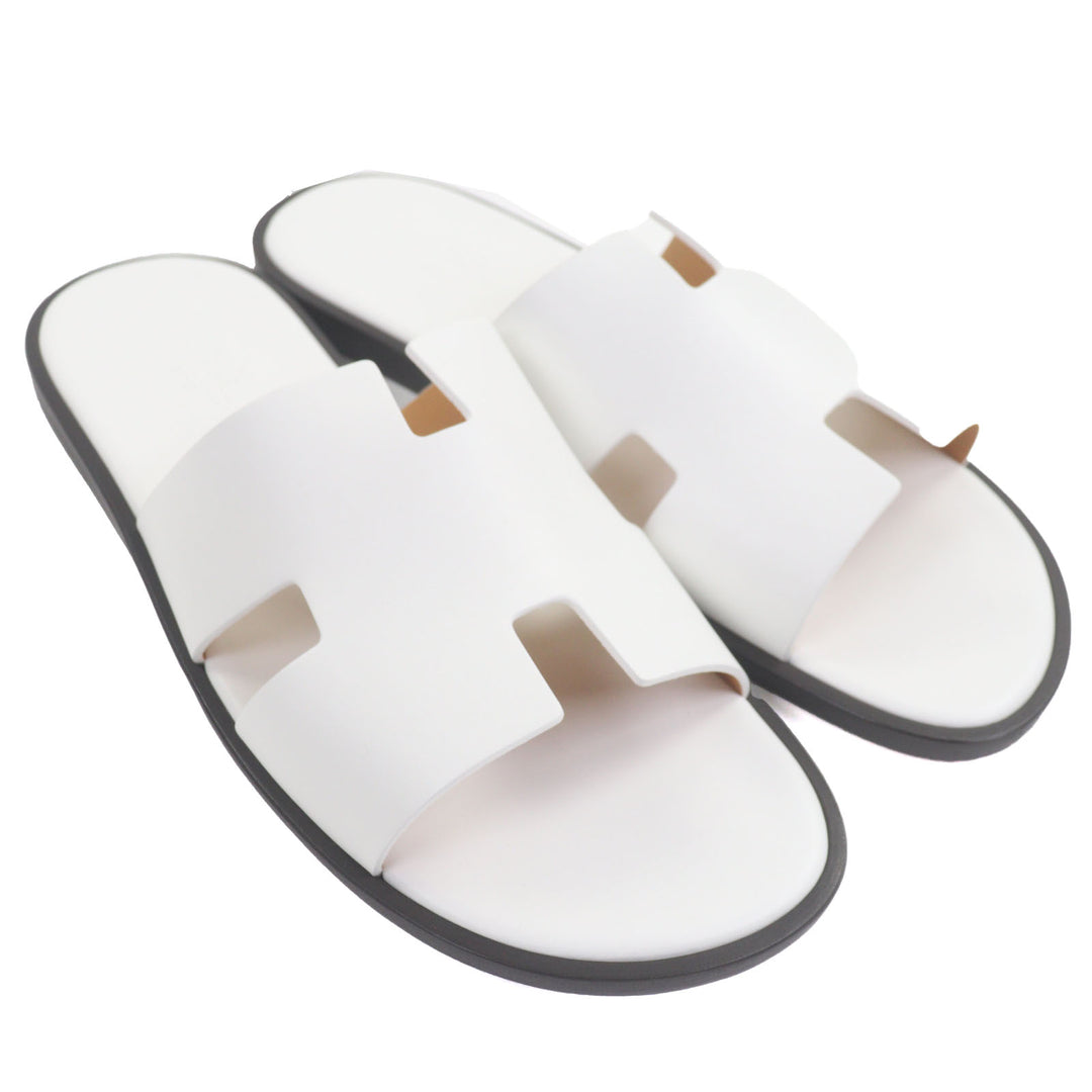 Pristine HERMES Sandals Izmir slide white leather mens 42