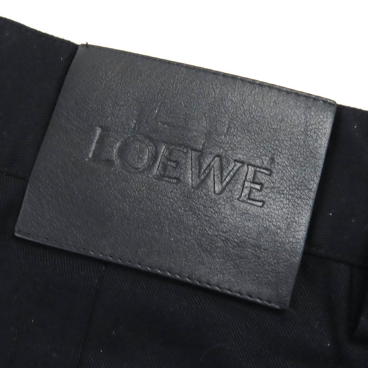 素晴らしい LOEWE カーゴパンツ ロゴ レザーパッチ ブラック コットン メンズ 44 H526Y04WFB