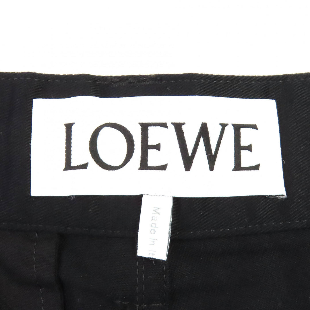 素晴らしい LOEWE カーゴパンツ ロゴ レザーパッチ ブラック コットン メンズ 44 H526Y04WFB