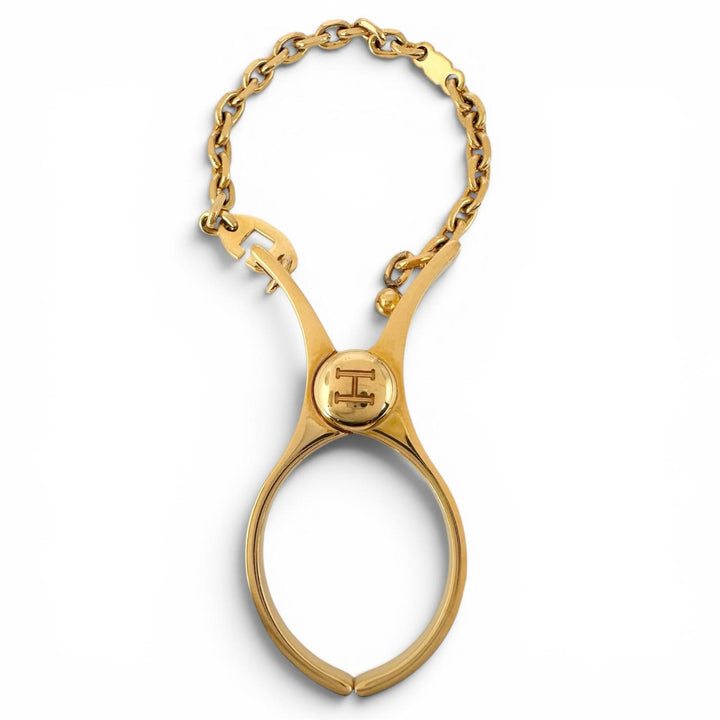Great HERMES strap FILOU H logo glove holder gold Women