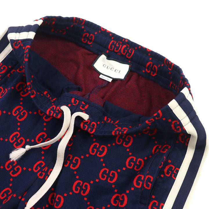 素晴らしい GUCCI パンツ GG ジャカード トラックパンツ スウェットシャツ ネイビー レッド コットン S 496920