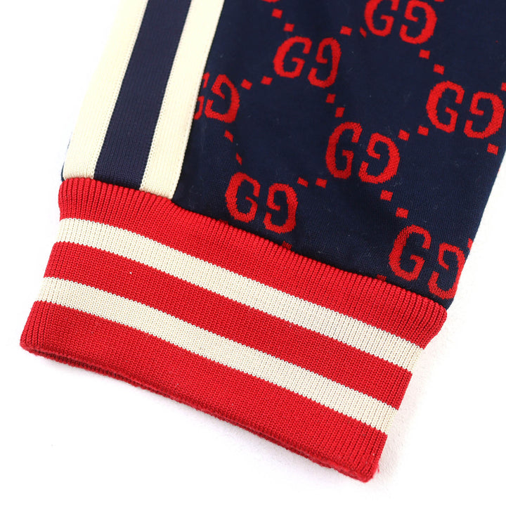 素晴らしい GUCCI パンツ GG ジャカード トラックパンツ スウェットシャツ ネイビー レッド コットン S 496920