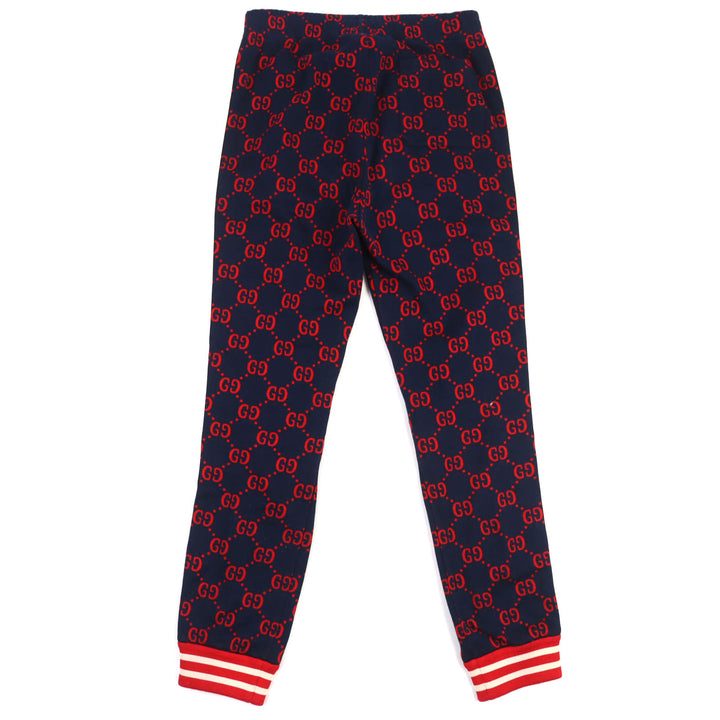 素晴らしい GUCCI パンツ GG ジャカード トラックパンツ スウェットシャツ ネイビー レッド コットン S 496920