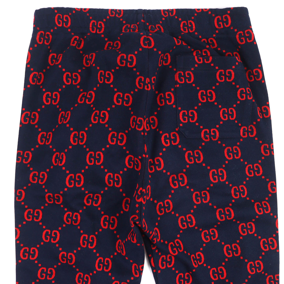 素晴らしい GUCCI パンツ GG ジャカード トラックパンツ スウェットシャツ ネイビー レッド コットン S 496920