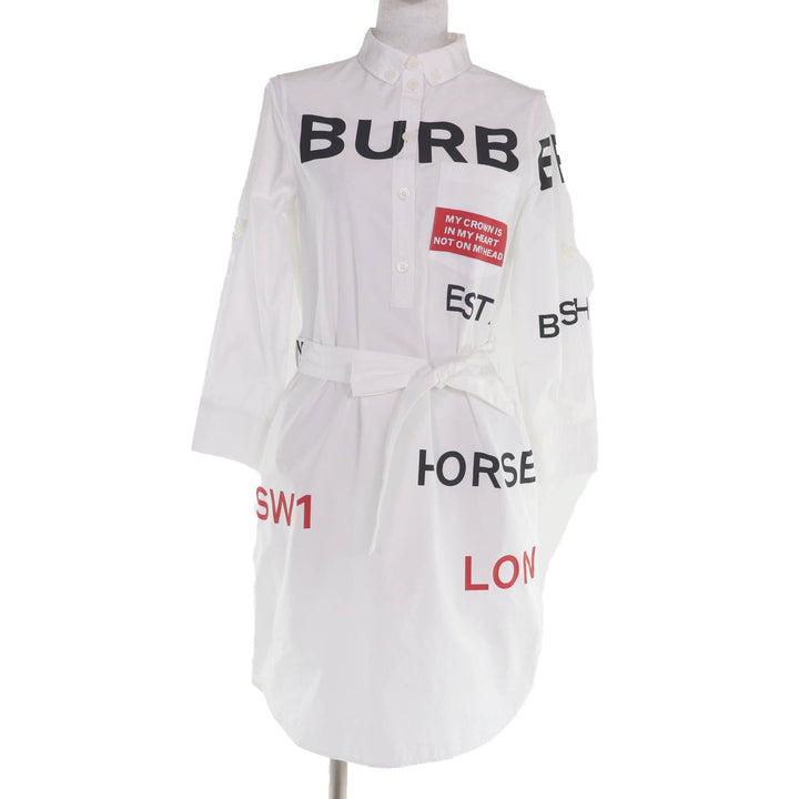 Excellent BURBERRY one piece Horseferry Tisci-era shirt dress white 36 8013907